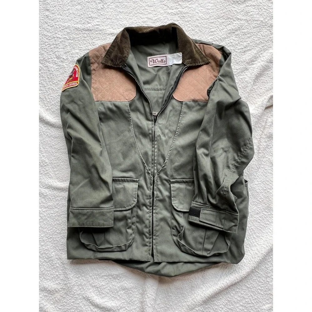 Walls Vintage Hunting Jacket Green Corduroy Collar North American Hunting Club M